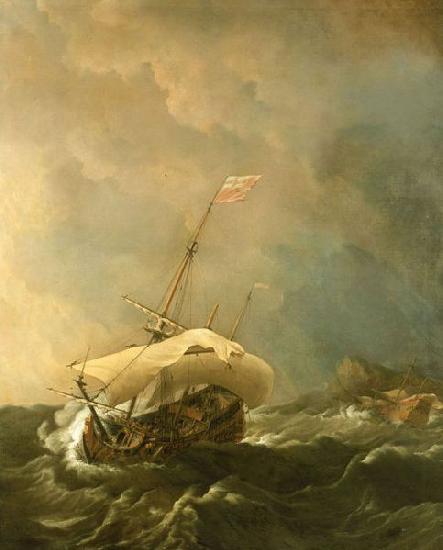 Willem Van de Velde The Younger An English Ship in a Gale Trying to Claw off a Lee Shore Sweden oil painting art